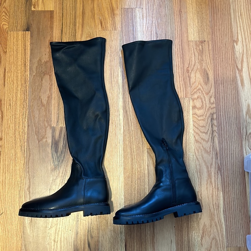 Vince. Cabria StretchLeather OverTheKnee Boots Gem